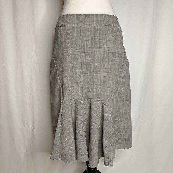 Max Studio Asymmetrical Plaid Midi Skirt Pleated Button Accent Women's 8 - Picture 4 of 7